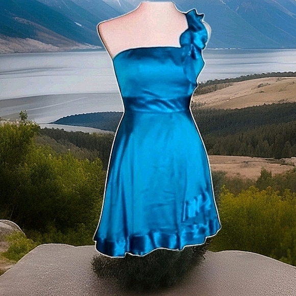 Bebe Silk Dress Sky Blue Unworn, New, XS - Picture 1 of 9